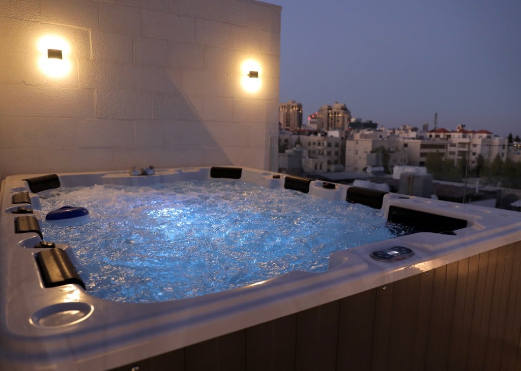 Rooftop terrace with jacuzzi overlooking Amman